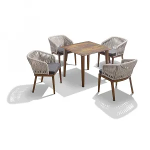 Top Quality Aluminum Frame Wood Finished Table and Chairs Sets Aluminum Patio Garden Furniture Outdoor Set