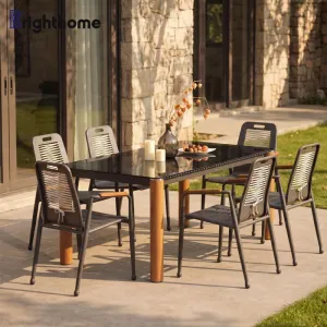 Unique Design Aluminium Hotel Outdoor Garden Dining Tables Chairs Patio Furniture Set
