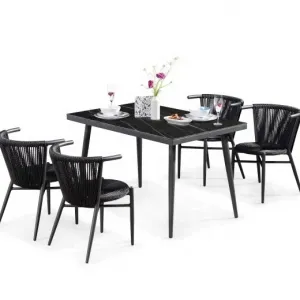 Waterproof Aluminium Modern Luxury Garden Rattan Dining Furniture Outdoor Table and Chair