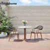Waterproof Aluminum Frame in Wood Finishing Tpu Rattan Garden Furniture Bistro Tables and Chairs Set for Out Door Restaurant