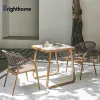 Waterproof Aluminum Weaving Gold Garden Villa Backyard Leisure Furniture Table and Chairs