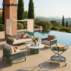 Wholesale Weave Rope Patio Outside Garden Furniture Set Aluminum Frame Outdoor Sofa