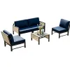 AECOJOY Aluminum Sectional Sofa Set 4 Seats Outdoor Patio Furniture with Coffee Table for Porch Deck Made in China