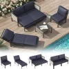 AECOJOY Aluminum Sectional Sofa Set 4 Seats Outdoor Patio Furniture with Coffee Table for Porch Deck Made in China
