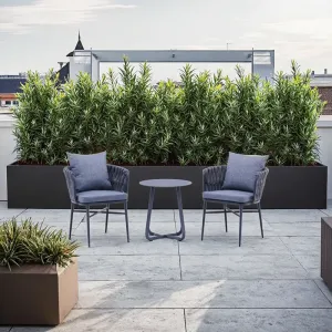 Austria Blue Tone 2p Modern Woven Rope Chair Sintered Stone Table Dining Set Aluminum Frame Durable Bedroom Outdoor Weather