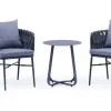 Austria Blue Tone 2p Modern Woven Rope Chair Sintered Stone Table Dining Set Aluminum Frame Durable Bedroom Outdoor Weather