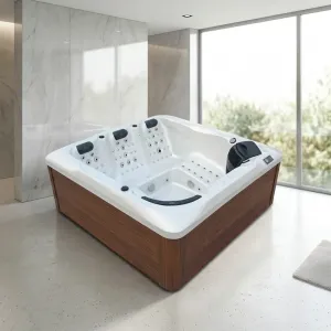Balboa Acrylic Freestanding Outdoor Hot Tub Square Whirlpool Spa 5 Person Modern Design Relaxing Jets