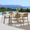 Champagne Dining Table Durable Lightweight Plastic Wood Top Modern Stylish Outdoor Villa Indoor Dining Room