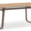 Champagne Dining Table Durable Plastic Wood Top Lightweight Waterproof UV-Resistant Modern Stylish Outdoor Furniture for Park