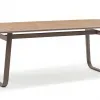 Champagne Modern Dining Table 203cm Long Durable Plastic Wood Top Sturdy Aluminum Frame UV-Resistant Waterproof Outdoor Indoor