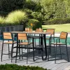 Champagne Modern Dining Table 110cm Tall Durable for Top Sturdy Aluminum Frame Waterproof UV-Resistant Outdoor Indoor Use