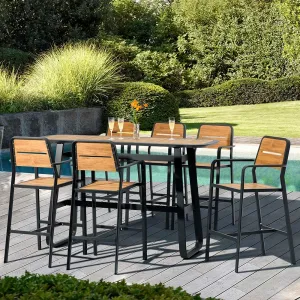 Champagne Modern Dining Table 110cm Tall Durable for Top Sturdy Aluminum Frame Waterproof UV-Resistant Outdoor Indoor Use
