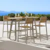 Champagne Modern Dining Table in 127L 110cmT Durable Plastic Wood Top UV-Resistant Waterproof Outdoor Indoor Dining Furniture