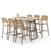 Champagne Modern Dining Table in 127L 110cmT Durable Plastic Wood Top UV-Resistant Waterproof Outdoor Indoor Dining Furniture
