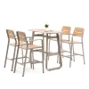 Champagne Modern Dining Table in 127L 110cmT Durable Plastic Wood Top UV-Resistant Waterproof Outdoor Indoor Dining Furniture