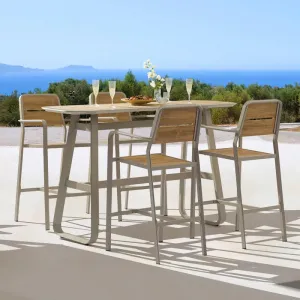 Champagne-colored Durable Waterproof UV-resistant Modern Design Aluminum Poly Wood 4-Seater Outdoor Dining Set for Hotel