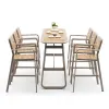 Champagne-colored Durable Waterproof UV-resistant Modern Design Aluminum Poly Wood 4-Seater Outdoor Dining Set for Hotel