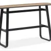 Charcoal Gray 203*60*110 Modern Tall Dining Table Durable Plastic Wood Top UV-Resistant Waterproof for Hotel Park Courtyard