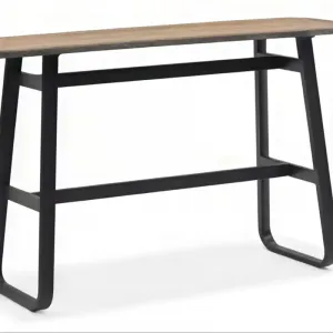 Charcoal Gray 203*60*110 Modern Tall Dining Table Durable Plastic Wood Top UV-Resistant Waterproof for Hotel Park Courtyard