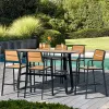 Charcoal Gray 203*60*110 Modern Tall Dining Table Durable Plastic Wood Top UV-Resistant Waterproof for Hotel Park Courtyard