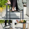 Charcoal Grey Aluminum Outdoor Table Chinese Character-shaped Legs Vertical-grain Chairs Waterproof Stackable Outdoor Set for