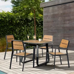 Charcoal Grey Modern Dining Chair Aluminum for Lightweight Durable UV-Resistant Waterproof Indoor Outdoor Park Patio Use