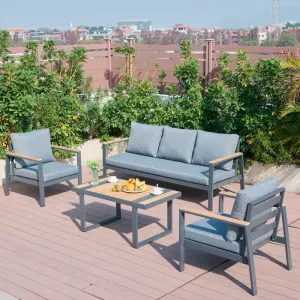 Charles Great Factory 5 Seater Outdoor Commercial Grade Rust Proof Aluminum Furniture Garden Sofa Sets for Hotels or Resorts