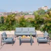 Charles Great Factory 5 Seater Outdoor Commercial Grade Rust Proof Aluminum Furniture Garden Sofa Sets for Hotels or Resorts