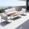 Complete Modular Modern Boston Sofa Soft Cushions Backrests Weather Resistant Durable Coffee Table Outdoor Furniture Courtyard