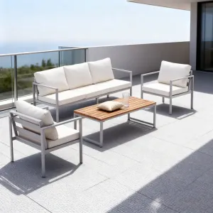 Complete Modular Modern Boston Sofa Soft Cushions Backrests Weather Resistant Durable Coffee Table Outdoor Furniture Courtyard