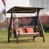 Customized Deluxe 2-Seater PE Rattan Outdoor Garden Hanging Chair Modern Metal Swing Seat for Courtyards Hotels Parks Schools