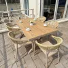 Customized Modern Rattan Aluminum Frame Tilting Outdoor Table and Chair Set for Garden Courtyard Balcony Leisure
