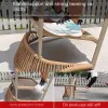 Customized Modern Rattan Aluminum Frame Tilting Outdoor Table and Chair Set for Garden Courtyard Balcony Leisure