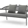 Dark Tone Modern Durable Outdoor Dining Courtyard Park Valkyrie 4pcs Sofa Set Aluminum Frame Rope Backrest Armrest Rock Slab Top