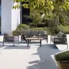 Durable Grey Charles Seven-Seater Sofa Set Woven Rope Teak Accents Coffee Table Modern All Weather Living Room Courtyard Park