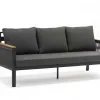 Durable Grey Charles Seven-Seater Sofa Set Woven Rope Teak Accents Coffee Table Modern All Weather Living Room Courtyard Park