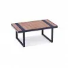 Durable Grey Charles Seven-Seater Sofa Set Woven Rope Teak Accents Coffee Table Modern All Weather Living Room Courtyard Park