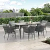 Durable Outdoor Dining Set Aluminum Wicker Frame Sintered Stone Table Top Weather Resistant 6-Seater Hotel Living Room Park