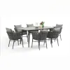 Durable Outdoor Dining Set Aluminum Wicker Frame Sintered Stone Table Top Weather Resistant 6-Seater Hotel Living Room Park
