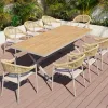 Durable Outdoor Plastic Wood Table Rattan Chair for Restaurant Garden Courtyard Modern Hotel Furniture for 6-10 People Dining