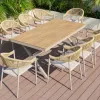 Durable Outdoor Plastic Wood Table Rattan Chair for Restaurant Garden Courtyard Modern Hotel Furniture for 6-10 People Dining