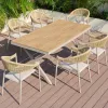 Durable Outdoor Plastic Wood Table Rattan Chair for Restaurant Garden Courtyard Modern Hotel Furniture for 6-10 People Dining