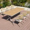 Durable Outdoor Plastic Wood Table Rattan Chair for Restaurant Garden Courtyard Modern Hotel Furniture for 6-10 People Dining