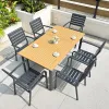 Durable 6-Seater Dining Patio Outdoor Leisure Furniture Modern Rectangular Metal Table Space-Saving Sofa Set
