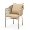 Export Style Lightweight Waterproof Polyester Webbing Woven Dining Chair Aluminum Frame Modern Outdoor Hotel Villa Courtyard
