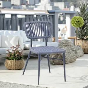 Export Style Polyester Webbing Woven Dining Chair Aluminum Frame Armless Modern Outdoor Indoor Comfortable Villa Home Restaurant