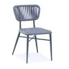 Export Style Polyester Webbing Woven Dining Chair Aluminum Frame Armless Modern Outdoor Indoor Comfortable Villa Home Restaurant