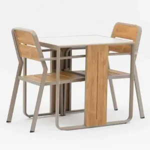 Factory Direct Sale Modern 2-seater Waterproof Durable UV-resistant Portable Outdoor Rock Slab Aluminum Alloy Dining Table Hotel