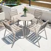Full Aluminum Outdoor Dining Set Patio Furniture Table with Cushion 4 Chairs-Rustproof Lightweight Modern Garden Balcony Set