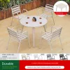 Full Aluminum Outdoor Dining Set Patio Furniture Table with Cushion 4 Chairs-Rustproof Lightweight Modern Garden Balcony Set